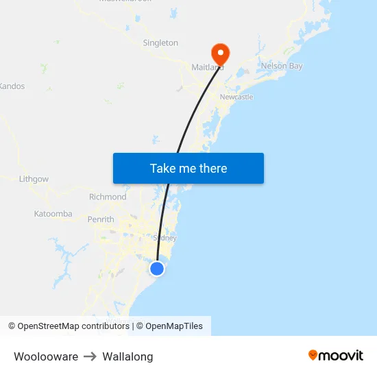 Woolooware to Wallalong map