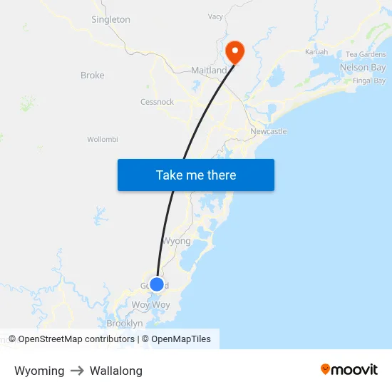 Wyoming to Wallalong map