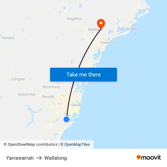 Yarrawarrah to Wallalong map