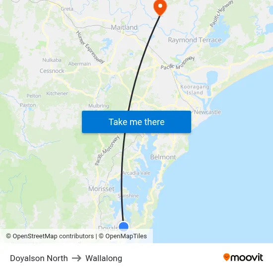 Doyalson North to Wallalong map