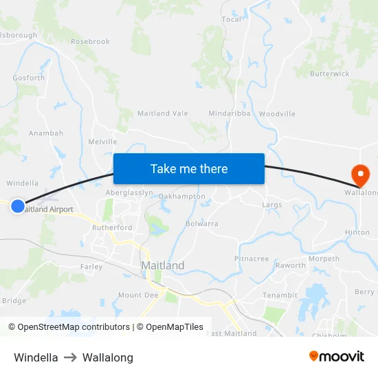 Windella to Wallalong map