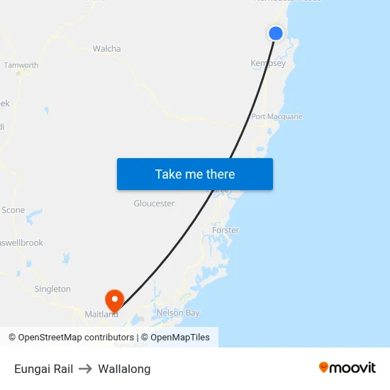 Eungai Rail to Wallalong map