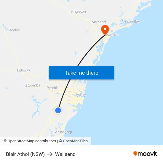 Blair Athol (NSW) to Wallsend map