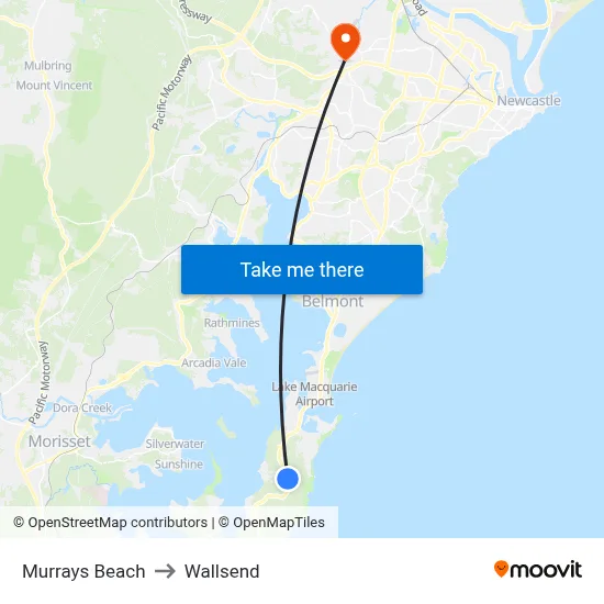 Murrays Beach to Wallsend map