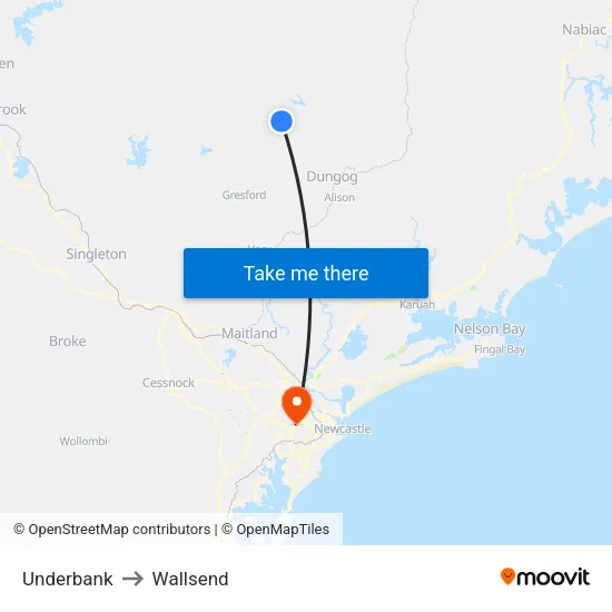 Underbank to Wallsend map