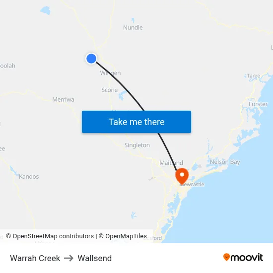 Warrah Creek to Wallsend map