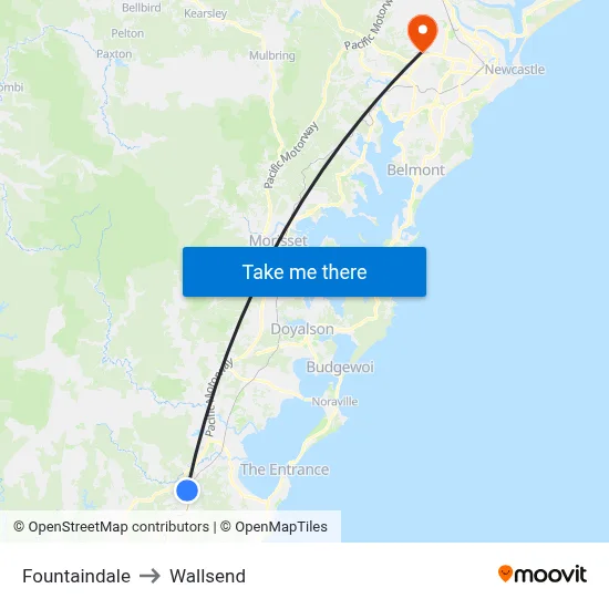 Fountaindale to Wallsend map