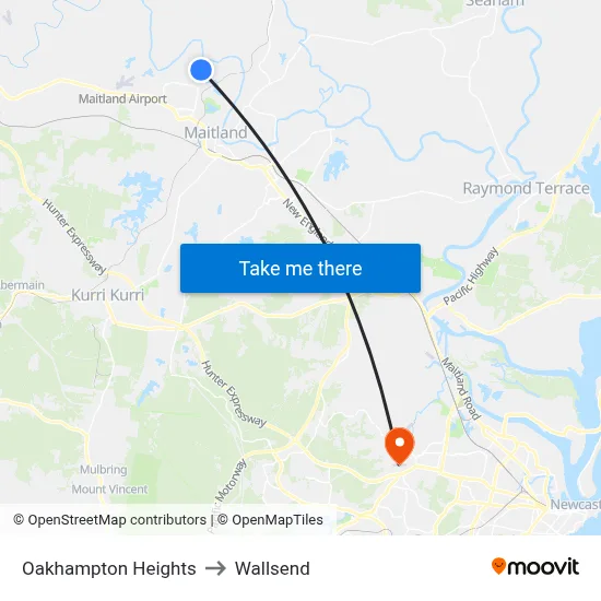 Oakhampton Heights to Wallsend map
