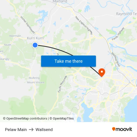 Pelaw Main to Wallsend map