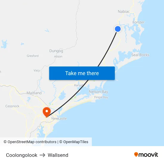 Coolongolook to Wallsend map