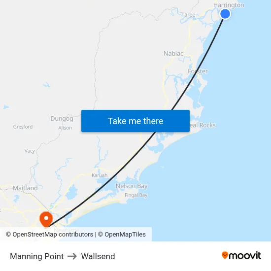 Manning Point to Wallsend map