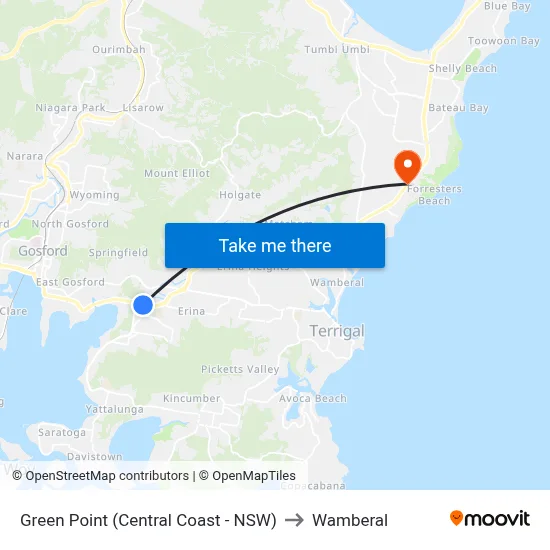 Green Point (Central Coast - NSW) to Wamberal map