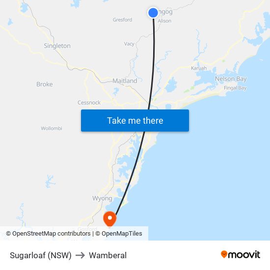 Sugarloaf (NSW) to Wamberal map