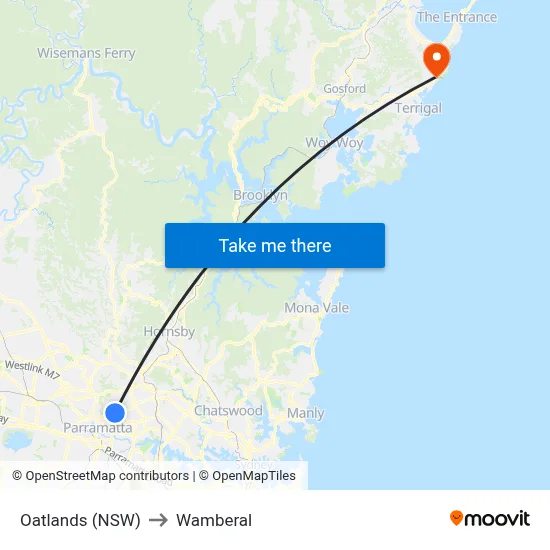 Oatlands (NSW) to Wamberal map
