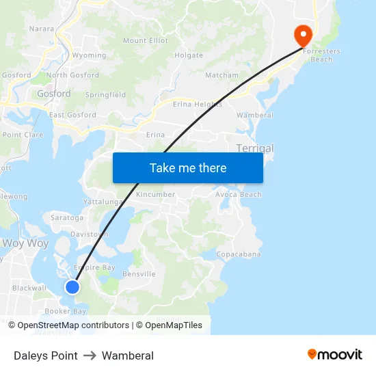 Daleys Point to Wamberal map