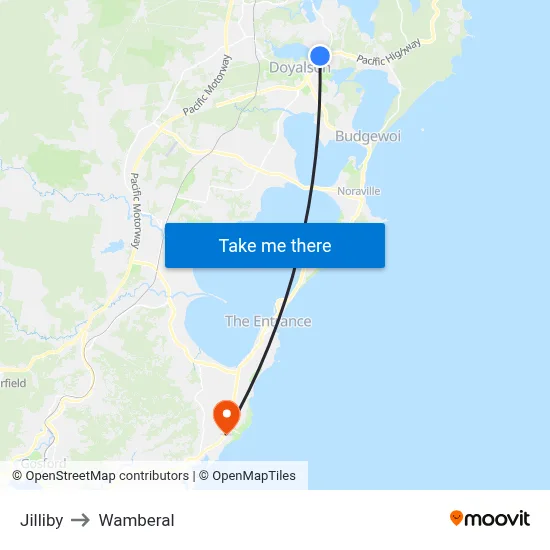 Jilliby to Wamberal map
