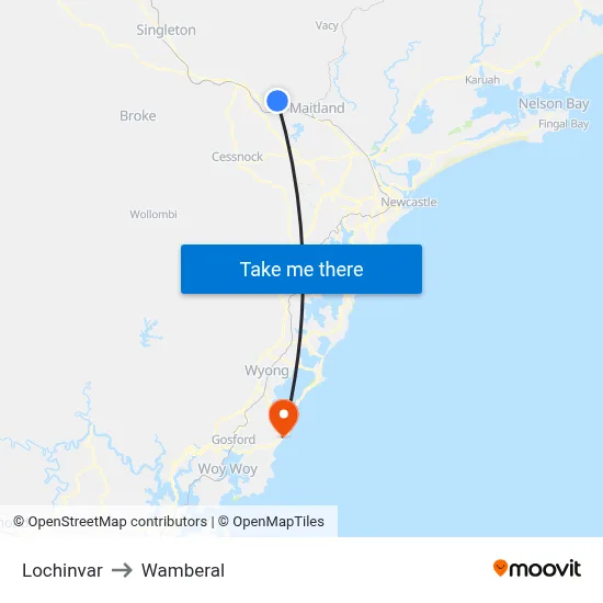 Lochinvar to Wamberal map