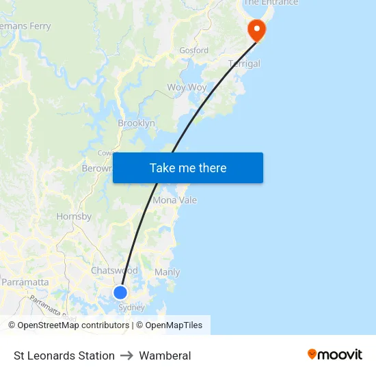 St Leonards Station to Wamberal map