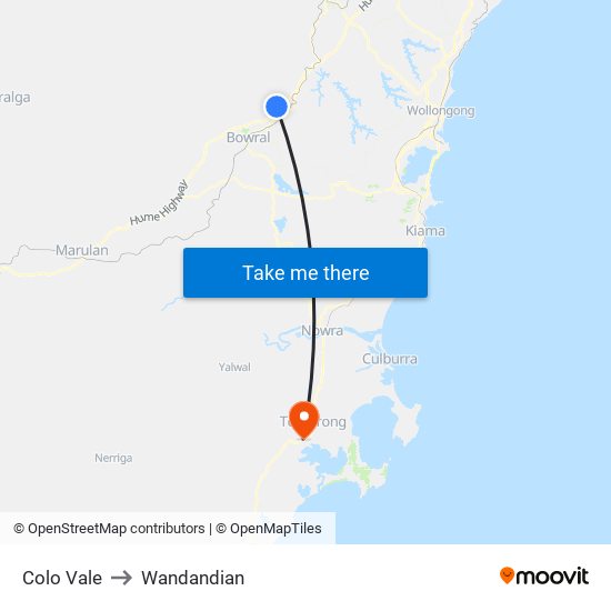 Colo Vale to Wandandian map