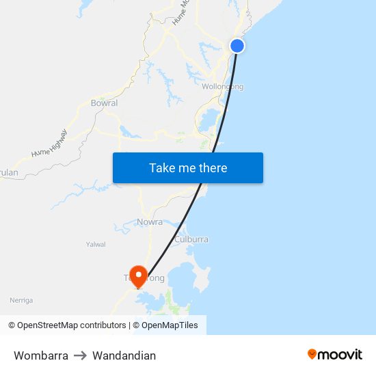 Wombarra to Wandandian map