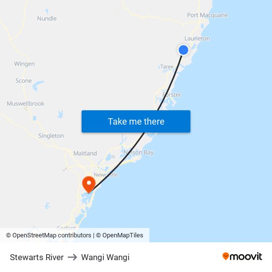 Stewarts River to Wangi Wangi map
