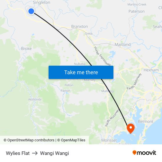 Wylies Flat to Wangi Wangi map