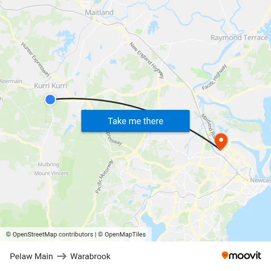 Pelaw Main to Warabrook map