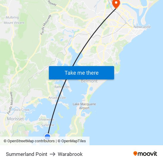 Summerland Point to Warabrook map