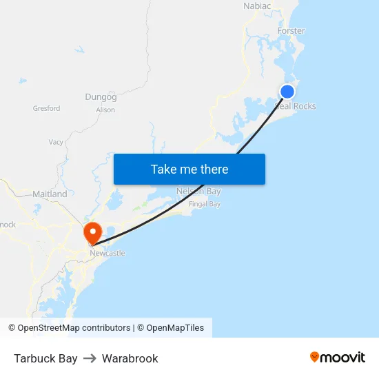 Tarbuck Bay to Warabrook map