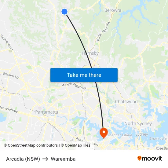 Arcadia (NSW) to Wareemba map