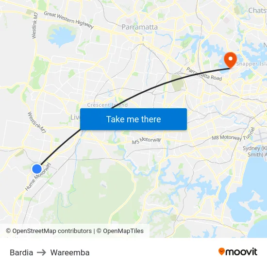 Bardia to Wareemba map