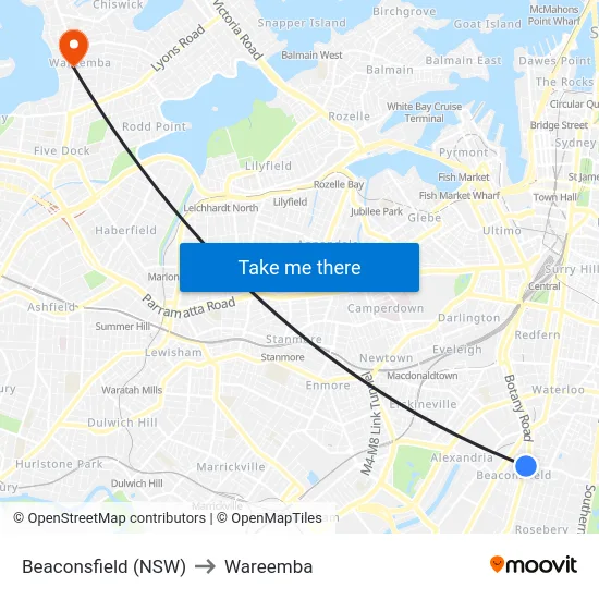 Beaconsfield (NSW) to Wareemba map
