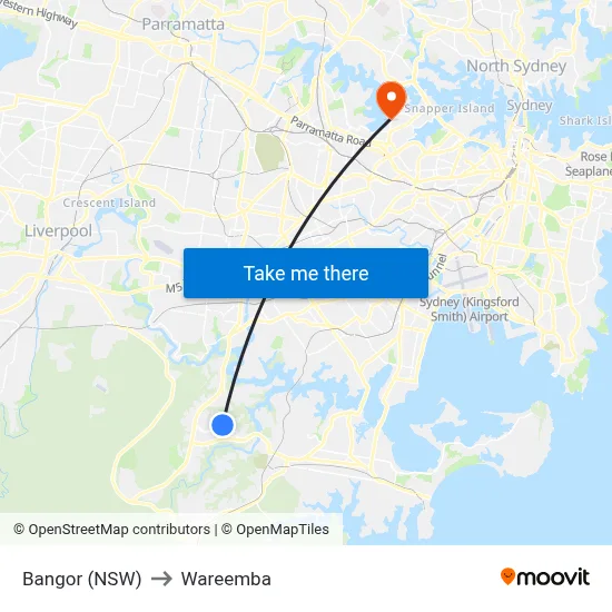 Bangor (NSW) to Wareemba map