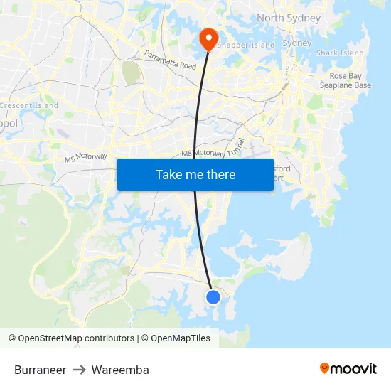 Burraneer to Wareemba map