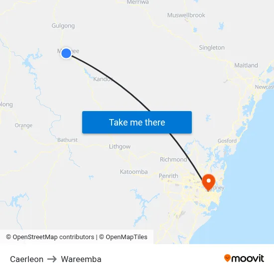 Caerleon to Wareemba map