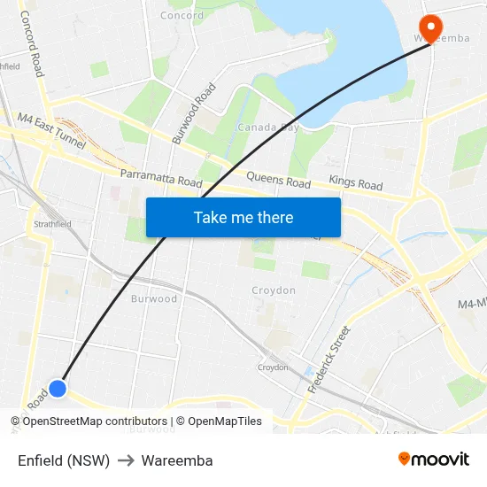 Enfield (NSW) to Wareemba map