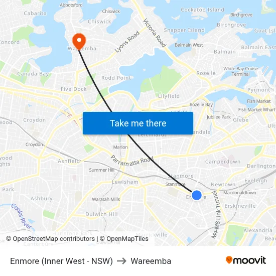 Enmore (Inner West - NSW) to Wareemba map