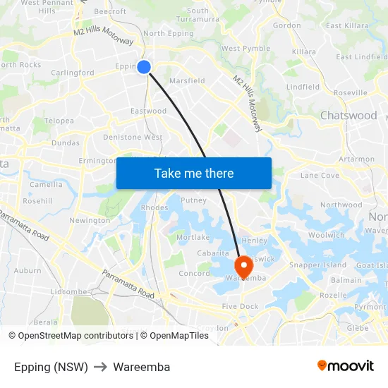 Epping (NSW) to Wareemba map
