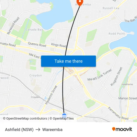 Ashfield (NSW) to Wareemba map