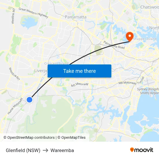Glenfield (NSW) to Wareemba map