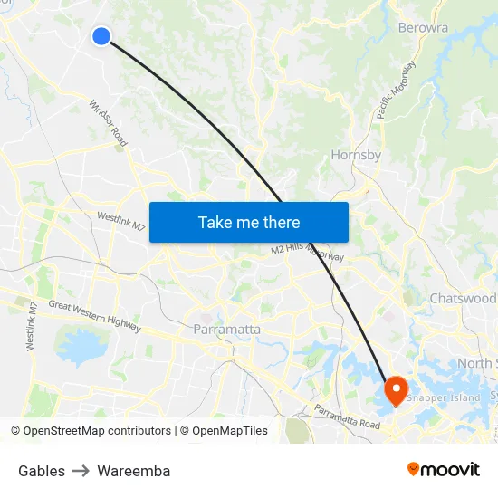 Gables to Wareemba map