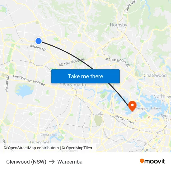 Glenwood (NSW) to Wareemba map