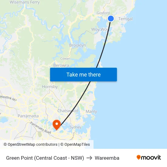 Green Point (Central Coast - NSW) to Wareemba map