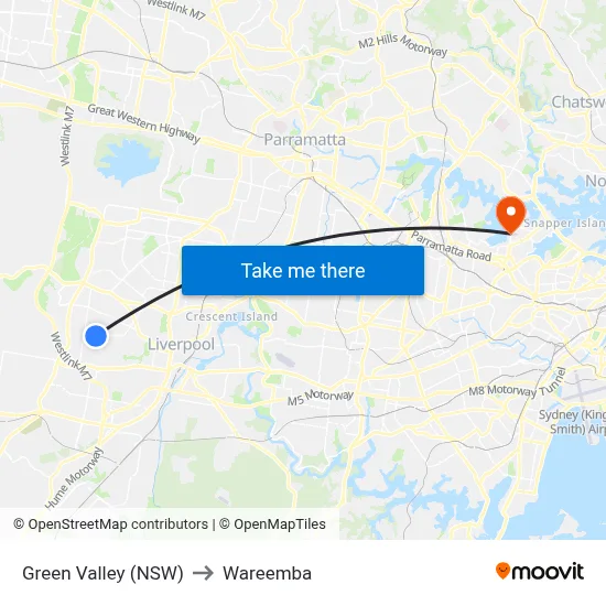 Green Valley (NSW) to Wareemba map