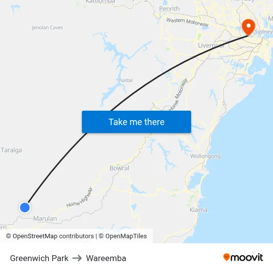 Greenwich Park to Wareemba map