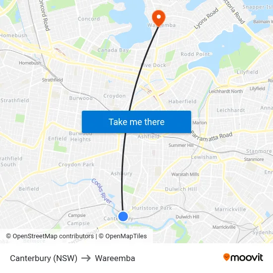 Canterbury (NSW) to Wareemba map