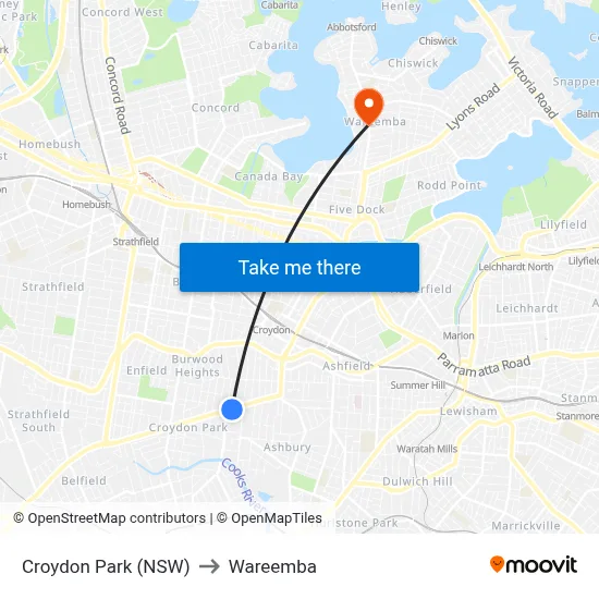 Croydon Park (NSW) to Wareemba map