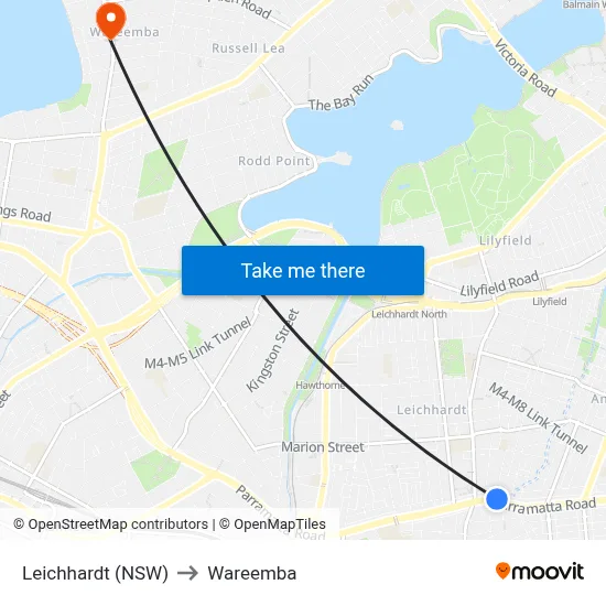 Leichhardt (NSW) to Wareemba map