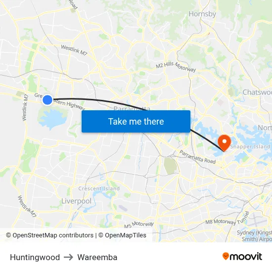 Huntingwood to Wareemba map