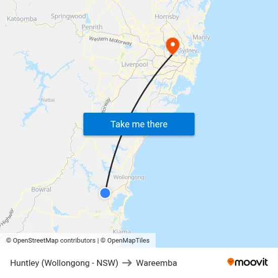 Huntley (Wollongong - NSW) to Wareemba map